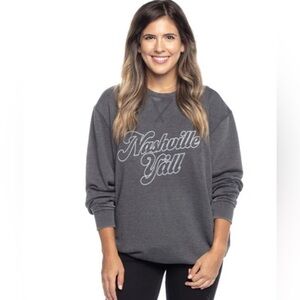 Grand Ole Opry Nashville Y'all Embroidered Grey Unisex Cotton Blend Sweatshirt L